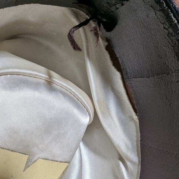 Vtg 1970s Keyston DeLuxe Brown Wool Studded Tooled Leather Band Western Hat OS - Picture 8 of 9